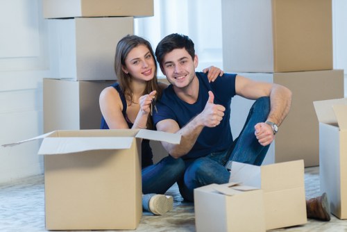 Commercial moving team handling office furniture in central Westminster