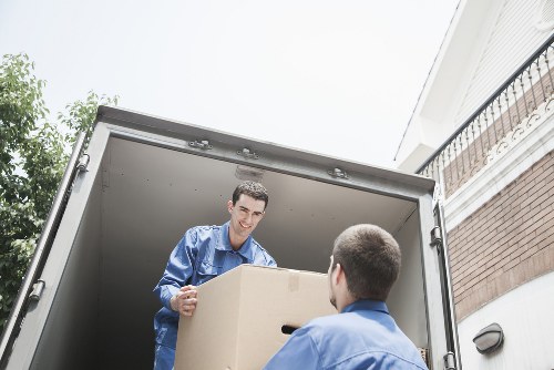 Apartment moving service in Westminster with furniture and boxes